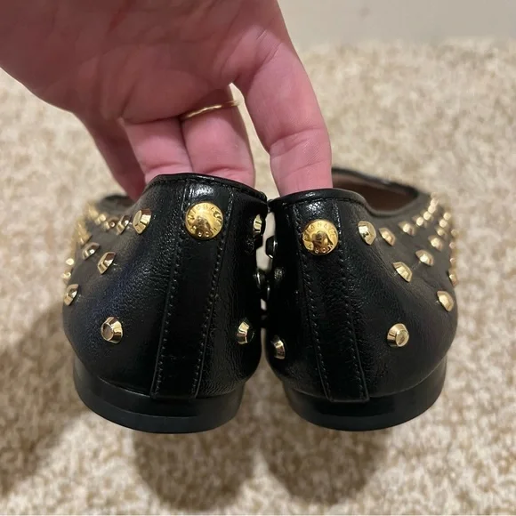 Michael Kors Ailee Black and Gold Studded Loafers/Flats Size 7 - Picture 5 of 12